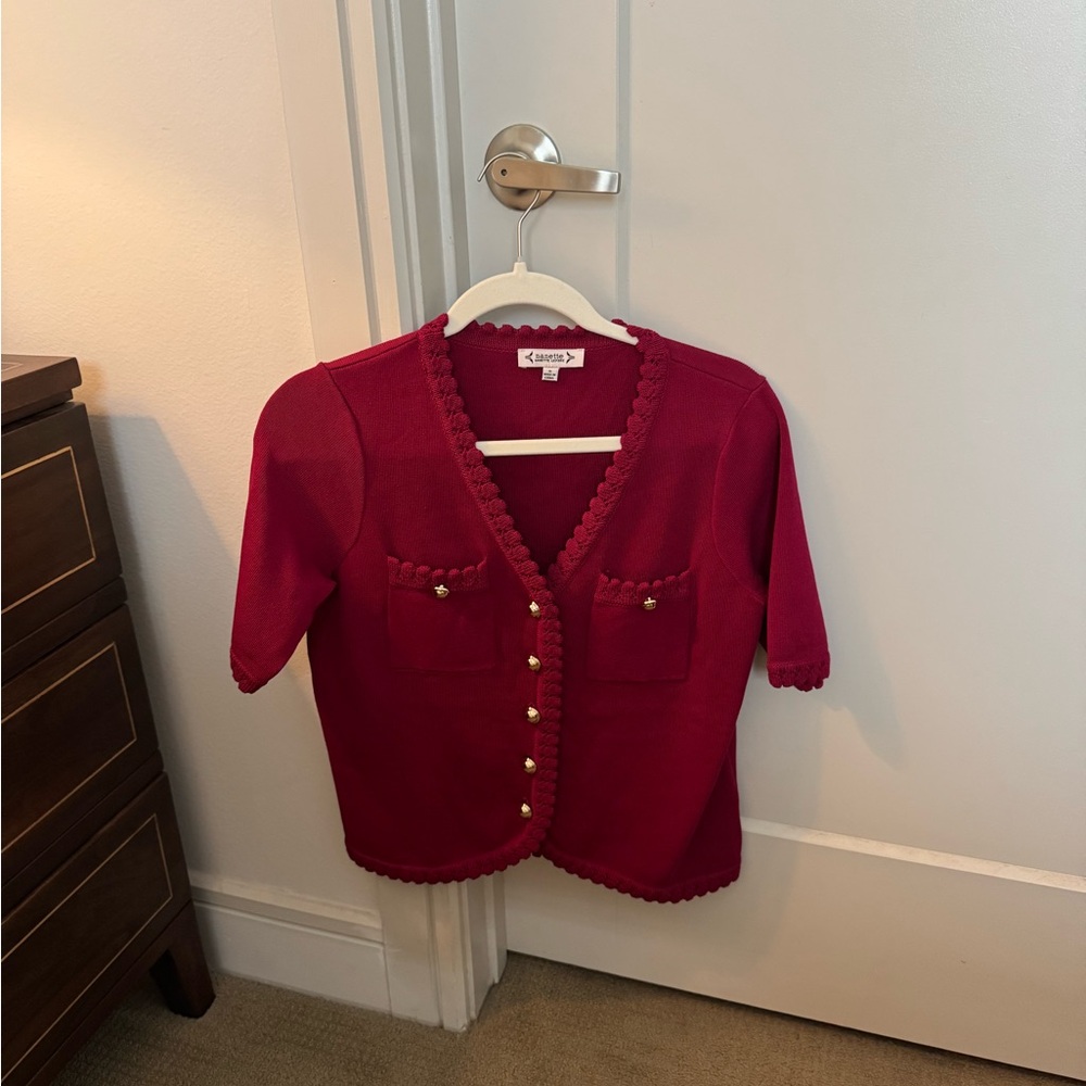 Nanette Lepore Red V-Neck Sweater